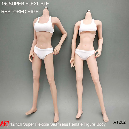 1/6 Female Body Seamless Action Figure Body Connect Feet Medium Breast Asian Girl Body Shape Suntan Pale Doll Art Collection