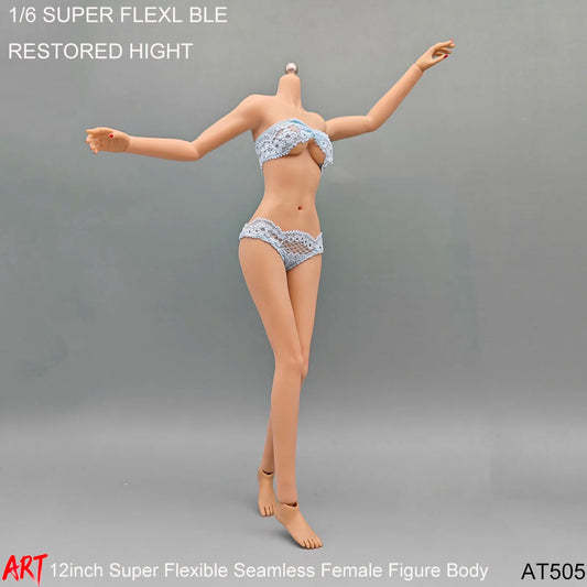 1/6 Scale Female Seamless Small Breast Action Figure Body Detachable Feet Doll Pale Suntan Super Flexible Body Doll Nipple Cover
