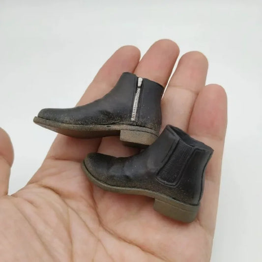 1/6 Scale Plastics Half Boots Black Direct Insertion Shoes Model for 12" Male Action Figures Detachable Feet Body